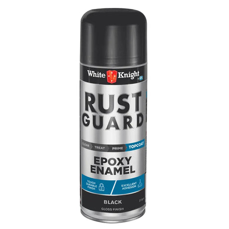 White Knight Rust Guard Epoxy Enamel spray can on a white background
