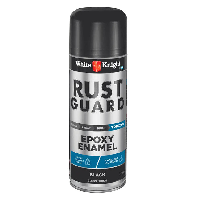 White Knight Rust Guard Epoxy Enamel spray can on a white background