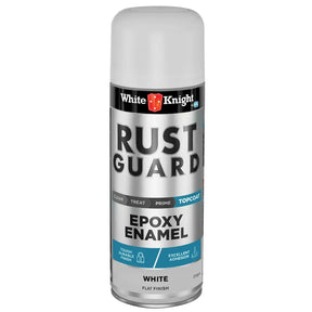 White Knight Rust Guard Epoxy Enamel spray can on a white background