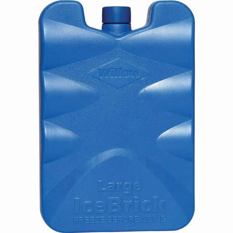 Blue ice brick container with 'Willow' branding on a white background