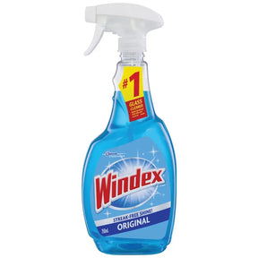 Windex glass cleaner bottle on a white background