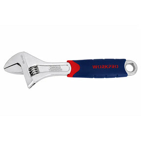 Workpro 6 inch 160mm chrome vanadium adjustable wrench with blue and red dual-material comfort grip handle