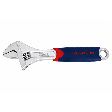 Workpro 6 inch 160mm chrome vanadium adjustable wrench with blue and red dual-material comfort grip handle