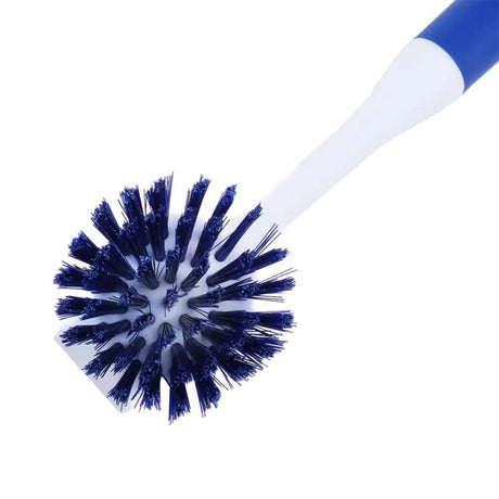 Blue and white scrub brush on a white background