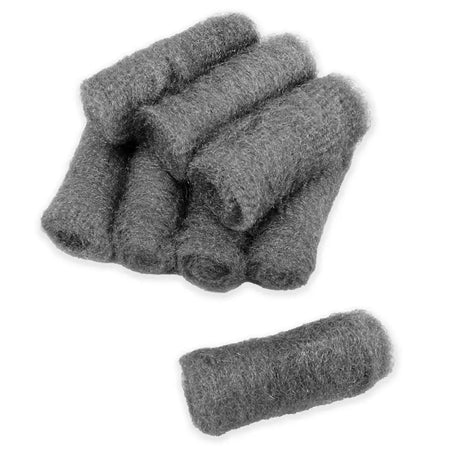 Gray wool roving on a white background