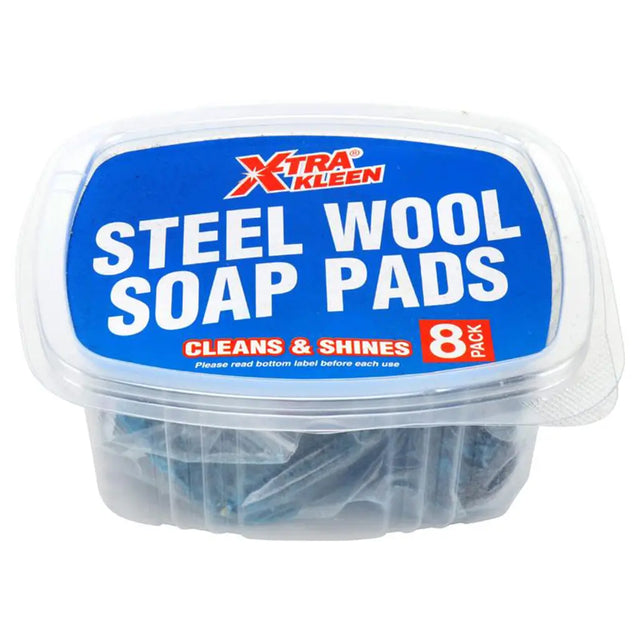 Container of Xtra Kleen steel wool soap pads on a white background
