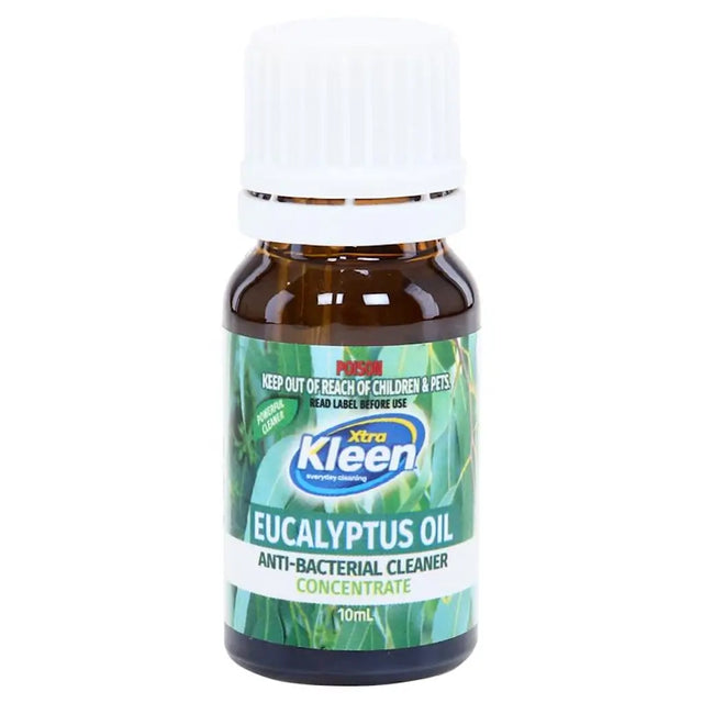 Bottle of Kleen Eucalyptus Oil on a white background
