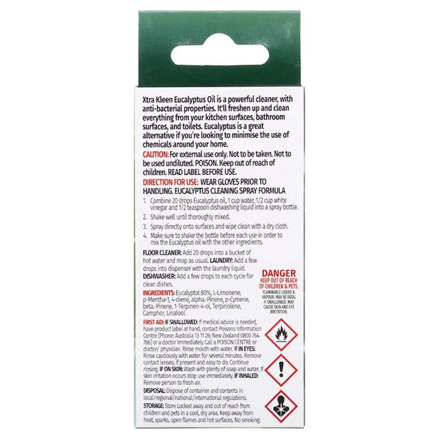 Back label of a cleaning product with text and warnings on a white background