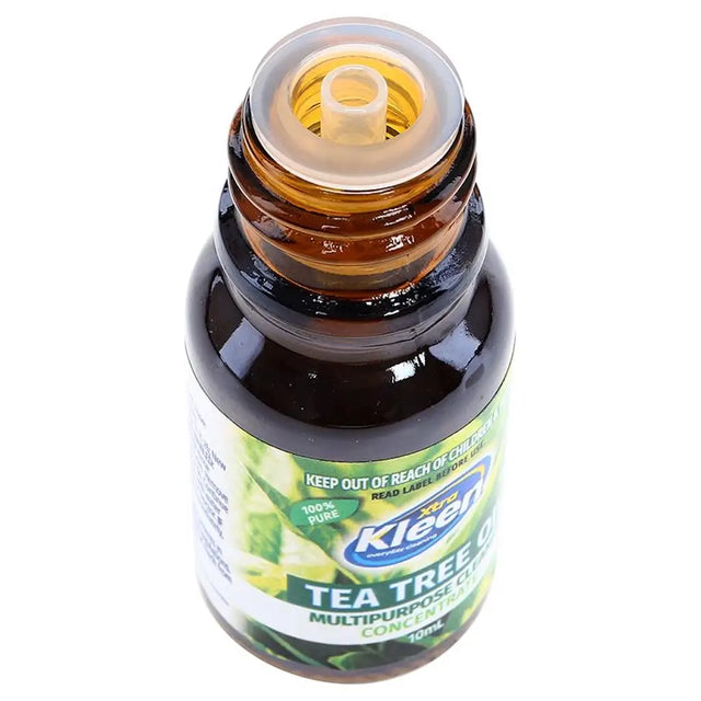 Bottle of Kleen Multi-Purpose Tea Tree Oil on a white background