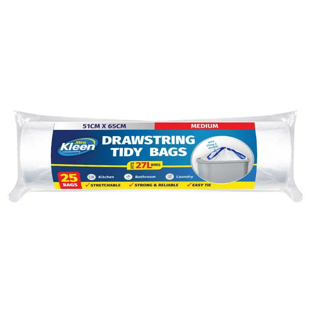 Kleen drawstring tidy bags packaging on a white background