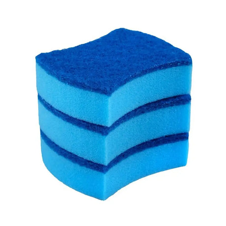 Blue sponge with layered structure on a white background