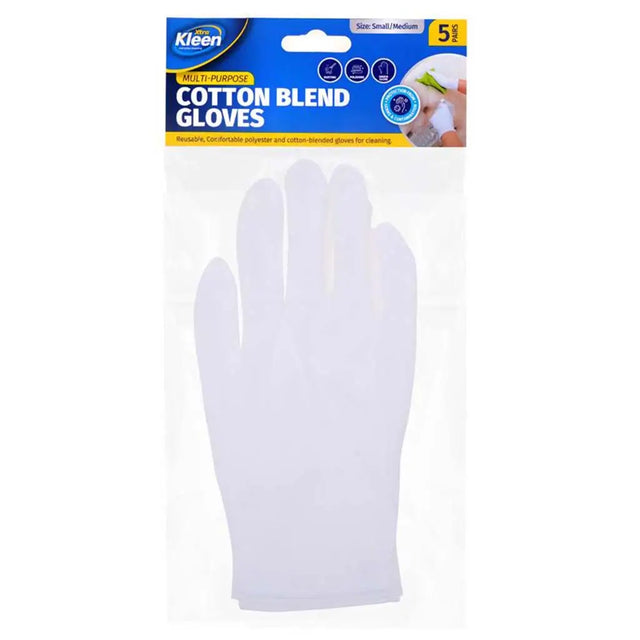 Kleen cotton blend gloves packaging on a white background