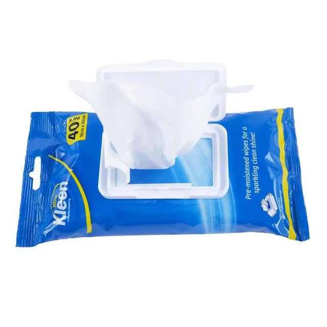 X-Kleen wipes packaging with a white background