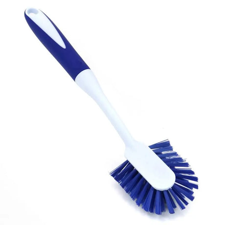 Blue and white bottle cleaning brush on a white background