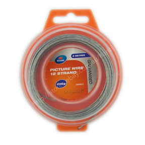 Spool of picture wire with orange packaging on a white background