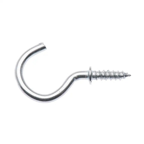 Metal hook with screw on a white background
