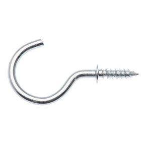 Metal hook with screw on a white background