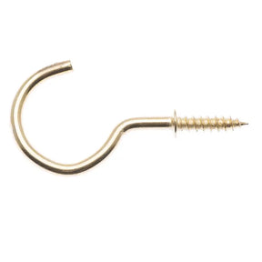 Gold metal hook on a white background