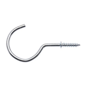 Metal U-shaped hook with screw on a white background