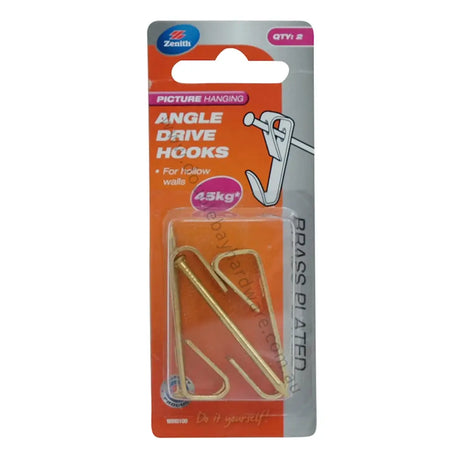 Pack of Zenith angle drive hooks with packaging on a white background