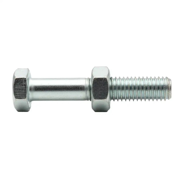 Metal bolt with hex head on a white background