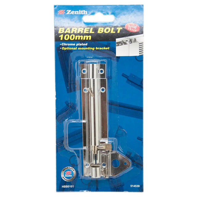 Zenith barrel bolt packaging with blue background