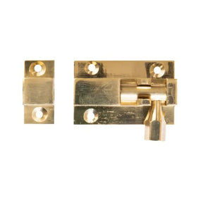 Brass door latch on a white background