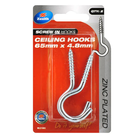 Packaged ceiling hooks with Zenith branding on a white background