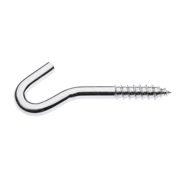 Chrome U-shaped hook on a white background