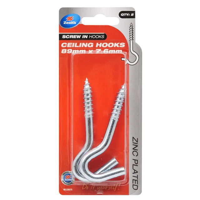 Package of Zenith ceiling hooks with red and gray design