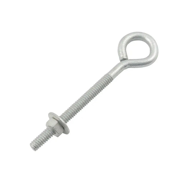 Metal eye bolt on a white background