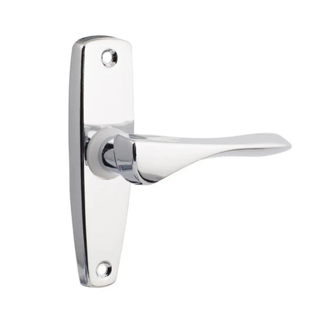 Chrome door handle on a white background
