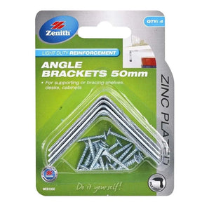 Packaging of Zenith angle brackets with green and silver design