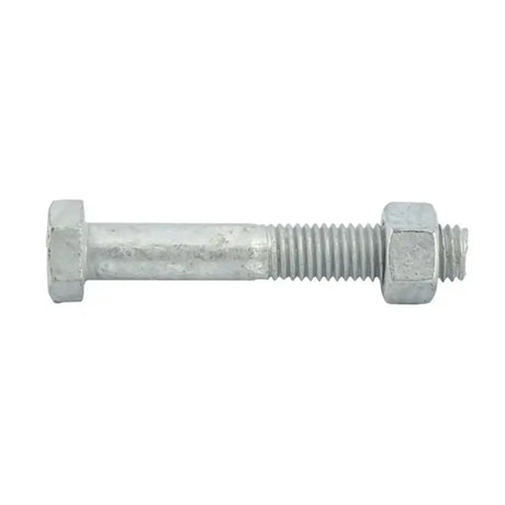 Metal bolt with hex head on a white background