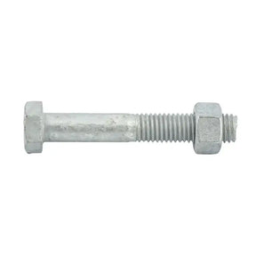 Metal bolt with hex head on a white background