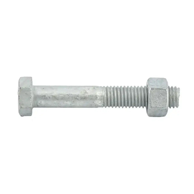 Metal bolt with hex head on a white background