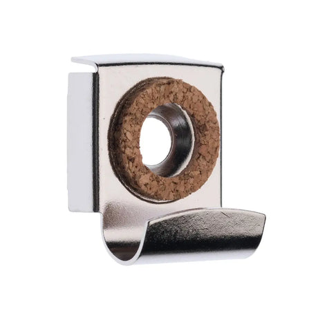 Metallic door stopper with cork base on a white background