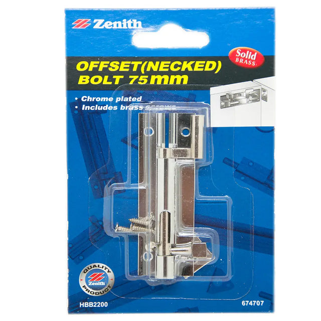 Zenith offset necked bolt 75mm packaging with clear window