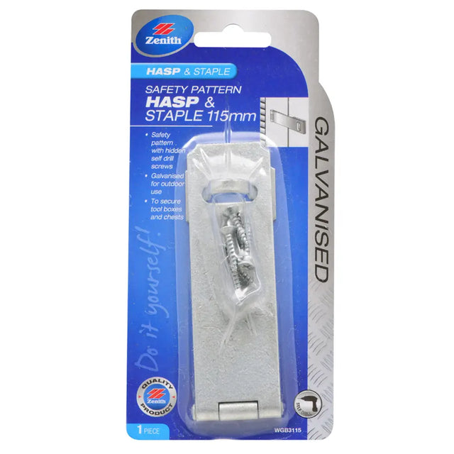 Zenith hasp and staple set packaging on a white background