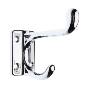 Chrome wall hook on a white background