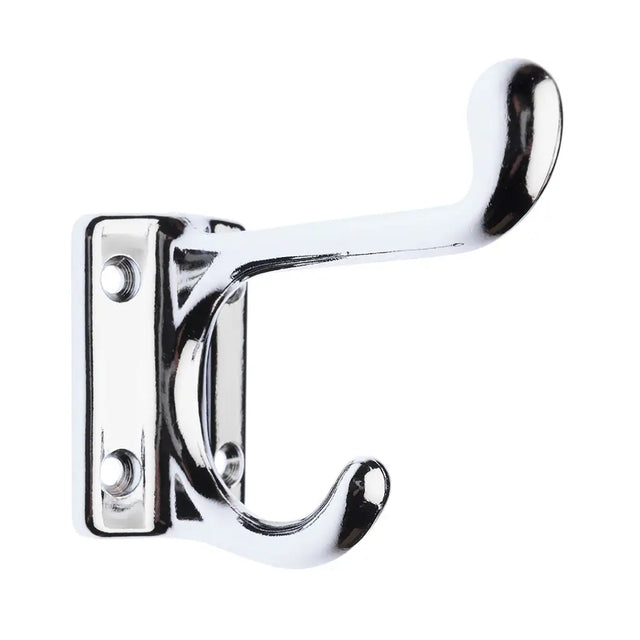 Chrome wall hook on a white background