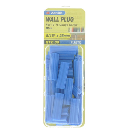Zenith Wall Plug Blue 5/16"x25mm For 13-15 Gauge Screw EAU0825