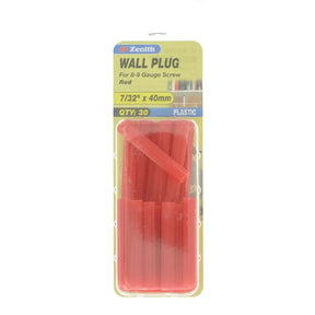 Zenith Wall Plug Red 7/32"x40mm For 8-9 Gauge Screw EAU0540