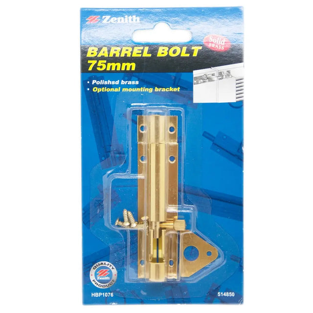 Zenith barrel bolt 75mm packaging with blue background