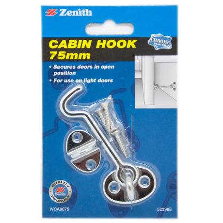 Zenith cabin hook packaging with product and branding details on a blue background