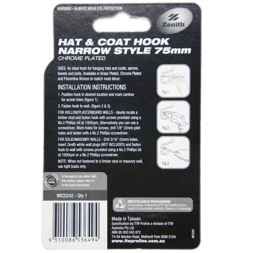 Packaging of a hat and coat hook with installation instructions on a white background