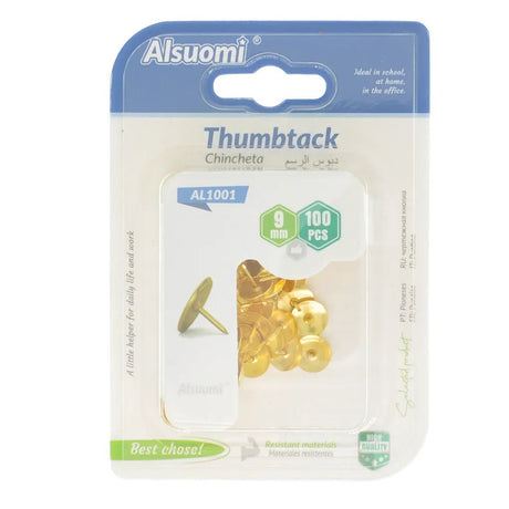 Alsuomi Thumb Tacks Gold Colour 9mm 200Pcs