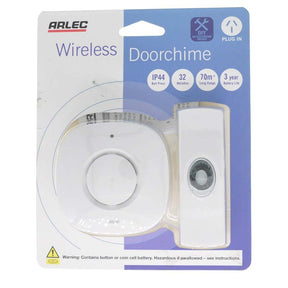 Arlec Plug In Wireless Door Chime IP44 70m DC3880