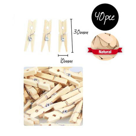 ART CRAFTi Mini Wooden Pegs 30x10mm 40pcs CR721