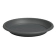 Black plastic saucer on a white background